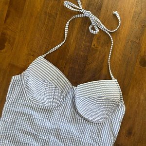 J. Crew Seersucker One Piece Bathing Suit, size 8 long